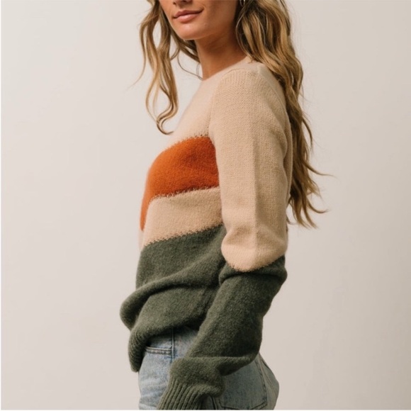 Baltic Born Rowen Color Block Sweater - Natural/Green/Rust - Size Small - NWT - Picture 3 of 12